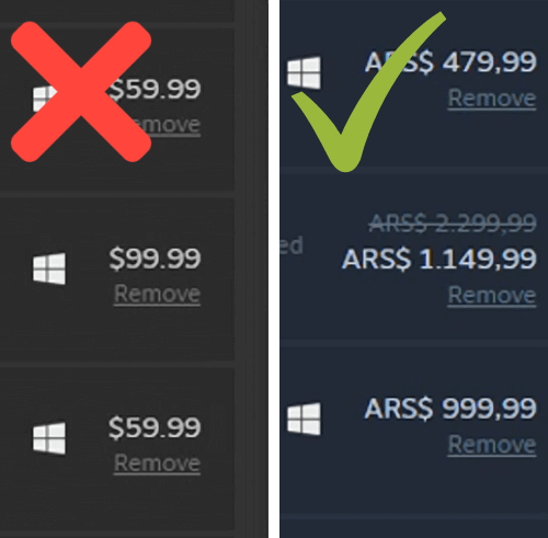 Steam ARS prices