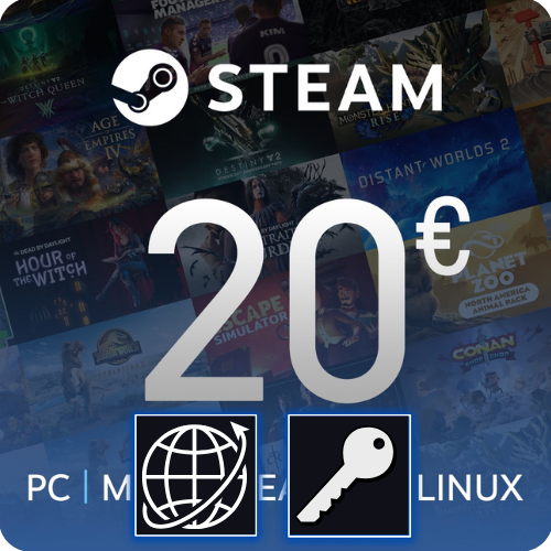Steam Wallet 20 EUR (PC) Steam Klucz Global